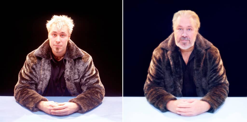 Disse to bildene, tatt med 25 års mellomrom av Trygve Seim i fuskepels, er begge tatt av CF-Wesenberg. I dette nummeret snakker vi med Trygve om plata Different Rivers, som var hans ECM-debut fra år 2000, og som han feirer med konsert på Victoria i morgen.