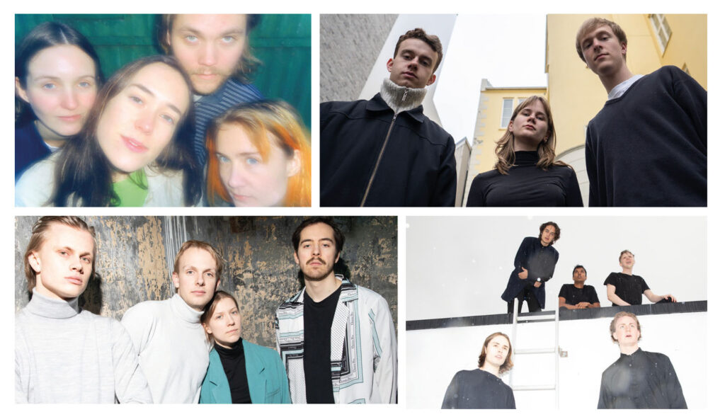 Jazzintro-finalistene, øverst fra venstre: Coincidences (foto: Andrine Erdal), Sondre Moshagen Lightning Trio (foto: Alex Ventling), Schemes (foto: presse) og Bliss Quintet (foto: Sigrid Erdal)