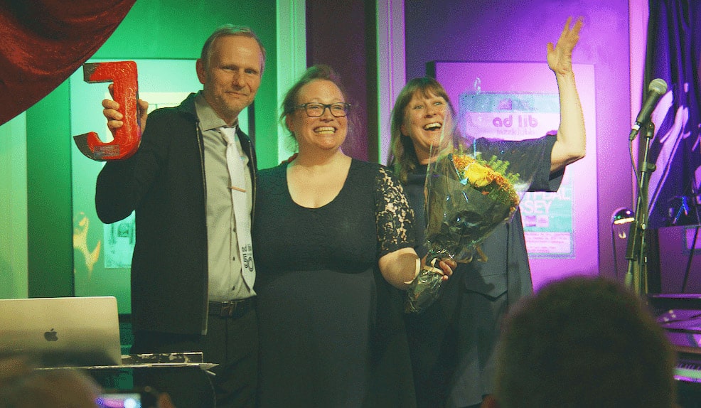 Fra venstre: Daglig leder i Ad Lib Jazzklubb, Erik Johansen, styreleder Liv Boye Okkenhaug og daglig leder i Norsk jazzforum, Gry Bråtømyr. Foto: Ihor Volynets