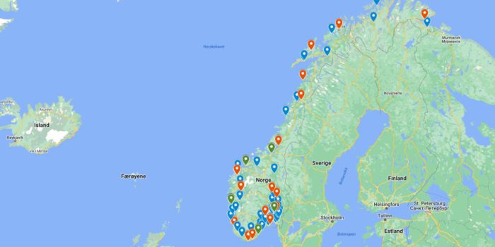 Kart over norske jazzarrangører