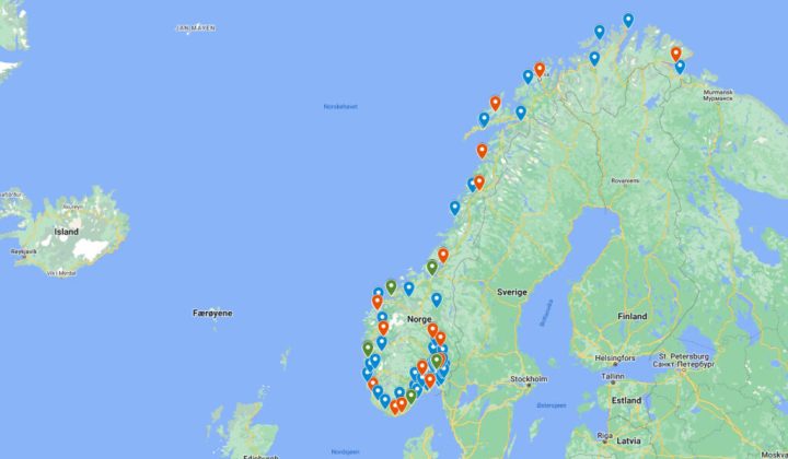 Kart over norske jazzarrangører