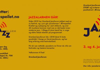 JAZZALARM 03. og 04. juni i regi av Grenland Jazzforum nærmer seg!