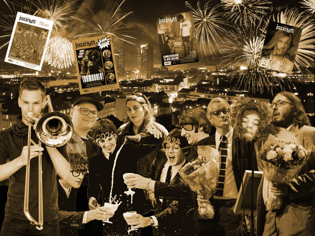 NTT oppsummerer året: Tromboner! Festivaler! 4 Jazznyttnumre! All Ears! Godt nyttår! Illustrasjon: Nick Alexander. 