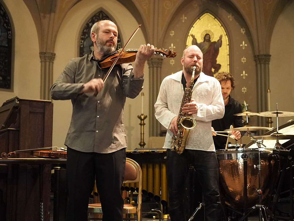 Nils Økland Band at St. John Cathedral, Big Ears 2017 (photo: Gary Heatherly)